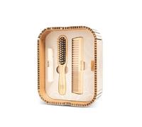 TEK - Hair Pleasure Set, Kit Brosse et Peigne en Bois, Dents de Remplacement Incluses, Kit de Soins Capillaires Naturels et Artisanaux, Idéal pour Les Cheveux Courts