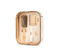 TEK - Hair Pleasure Set, Kit Brosse et Peigne en Bois, Dents de Remplacement Incluses, Kit de Soins Capillaires Naturels et Artisanaux, Idéal pour Les Cheveux Longs