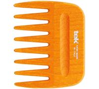 Tek peigne afro pour cheveux en bois de frêne, couleur orange - Handmade in Italy