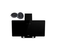 TEKA Cloche décorative verticale, 90 cm, noire, extraction périmétrique | Contrôle tactile, 3 vitesses plus intensives, filtre en aluminium, valve anti-retour, filtre à charbon, DVB 94140 TOS BK