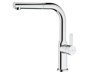 TEKA Robinet de cuisine monocommande, bec haut rotatif à 360°, manéral amovible, aérateur anticalcaire, tuyaux flexibles de 3/8", chromé, modèle OVAL 938