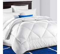 TEKAMON Couette pour très Grand lit avec languettes d'angle pour Housse de Couette série 1200, Alternative au Duvet d'oie des neiges, réversible, hypoallergénique, Blanc Neige, 228,6 x 259,1 cm