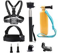 TEKCAM Kit d'Accessoires 4 en 1 pour AKASO EK7000 / Campark/APEMAN/Crosstour 4k incluant notamment Une Sangle de Tête, Un Harnais de Corps, Une Perche à Selfie