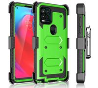 Tekcoo Coque pour Moto G Stylus 5G, [5G uniquement] Clip Holster pour Moto G Stylus 2021, Absorption des chocs [Écran intégré] [Ceinture de verrouillage Béquille] Protection intégrale pivotante et sécurisée - Vert