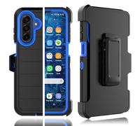 Tekcoo Coque pour Samsung Galaxy A17 5G | SM-A176 avec [protecteur d'écran intégré] Clip ceinture de verrouillage [Qualité militaire testée en cas de chute] Coque intégrale avec béquille [Bleu]