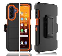 Tekcoo Coque pour Samsung Galaxy A17 5G | SM-A176 avec [Protection d'écran intégrée] Clip ceinture de verrouillage [Qualité militaire testée en cas de chute] Coque intégrale avec béquille [Orange]