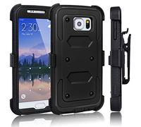 Tekcoo(TM) Coque Galaxy S6 Série TShell [Coal Black] Absorption des Chocs [Béquille] Holster Verrouillage Ceinture Clip Defender Heavy Duty Combo Coque pour Samsung Galaxy S6 S VI G9200 Tous
