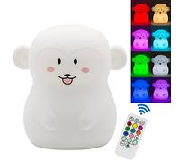 Tekemai Coloré Veilleuse Enfant, Toucher Lumière LED Lampe de Nuit, 9 Couleurs USB Rechargeable Lampe Sensible, Lampe de Silicone, Lampe de Chevet, Ambiance légère, éclairage intérieur,chambre - Singe