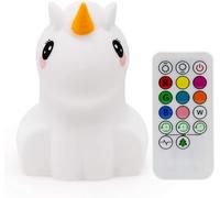 Tekemai Coloré Veilleuse Enfant, Toucher Lumière LED Lampe de Nuit, 9 Couleurs USB Rechargeable Lampe Sensible, Lampe de Silicone, Lampe de Chevet (Télécommande + Tactile Dimm) - Licorne