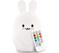 Tekemai Grande taille Veilleuse Enfants, veilleuses, lampe de chevet en silicone portable, lumière multicolore avec télécommande, luminosité et couleur réglables, cadeau enfant - grand lapin