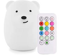 Tekemai Grande taille Veilleuse Enfants, veilleuses, lampe de chevet en silicone portable, lumière multicolore avec télécommande, luminosité et couleur réglables, cadeau enfant - grand ours