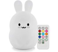 Tekemai Veilleuse Enfant, lampe de chevet en silicone doux portable multicolore avec contrôle du robinet, éclairage led rechargeable USB cadeau de chambre à coucher/enfant - Lapin