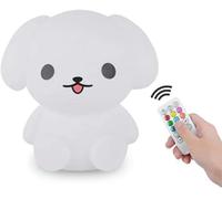 Tekemai Veilleuse pour enfants, veilleuses, lampe de chevet en silicone portable, lumière multicolore avec télécommande, soin des yeux, luminosité et couleur réglables, cadeau de Noël - Chien