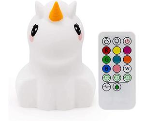 Tekemai Veilleuses, Grande taille Veilleuse Enfants, Lampe de chevet en silicone portable, lumière multicolore avec télécommande, luminosité et couleur réglables, cadeau enfant - Grand Licorne