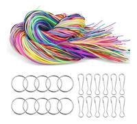 Tekenewbse 200 Pcs Scoubidou Fil Paillettes, Scooby Doo Fil Elastique Cordon, Scoobidoo, Scoubidou Pastel pour Faire Bracelets Colliers - 10 Porte-Clés et 10 Crochets Snap Clips en 20 Couleurs Ø1,8 mm