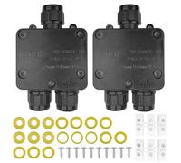 Tekenewbse 2Pcs Boite de Derivation Etanche Exterieur IP68, Connecteur Etanche, Connecteur Étanche à 3 Voies pour Câble Ø 5-15mm Diamètre, Boîte Dérivation Extérieur pour Jardin Câble Souterrain