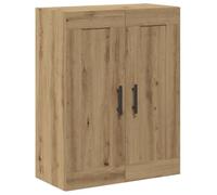 TEKGHUT Armoire murale en chêne Artisan 69,5 x 34 x 90 cm | Avec 3 compartiments et 2 portes, poignées noires en fer, montage mural, peut également être posé sur un buffet