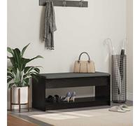 TEKGHUT Banc de couloir noir aspect chêne 103 x 38 x 45 cm en bois | Design sans dos, coussin d'assise doux, deux étagères, surface facile d'entretien, silhouette moderne