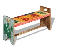TEKGHUT Banc en bois vieilli vintage - 100 x 30 x 50 cm - Fabriqué à la | Bois massif recyclé, teck acacia mango, motif décoratif coloré, fait à la main, style ker