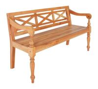 TEKGHUT Batavia Banc en bois massif acajou Marron clair 123 cm | Bois d'acajou massif, accoudoirs élégants, surface facile d'entretien, construction robuste, polyvalent