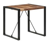 TEKGHUT Table à manger 80 x 80 x 75 cm en bois massif d'acacia en hévéa | Construction en bois massif, grain naturel, pieds en acier revêtu par pulvérisation, caractère unique