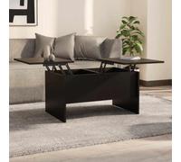 TEKGHUT Table basse noire 80 x 50 x 42,5 cm en bois avec espace de | Plateau de table réglable, deux compartiments cachés, surface lisse, robuste, stable, design moderne