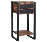 TEKGHUT Table d'appoint multicolore 40 x 40 x 80 cm, table en bois avec | Surface en bois rustique rencontre la structure en acier, espace de rangement intégré, polyvalent pour lampe et décoration