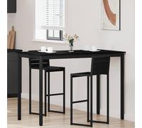 TEKGHUT Table haute en bois à angle droit avec pieds en métal pour cuisine | Forme rectangulaire, aspect moderne, lignes épurées, nettoyage facile, montage facile, construction robuste