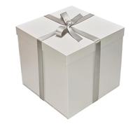 Tekhoho Boîte Cadeau Blanc 28x28x26,5cm, Boîtes Cadeaux Premium pour Cadeaux avec Couvercle et Ruban pour la Saint-Valentin, Noël, Mariage, Anniversaire, Emballage Cadeau, Doublure à Carreaux