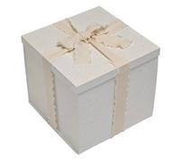 Tekhoho Boîte Cadeau Blanc Cassé 22x22x20,5cm, Boîtes Cadeaux Premium pour Cadeaux avec Couvercle et Ruban pour la Saint-Valentin, Noël, Mariage, Anniversaire, Emballage Cadeau, Doublure à Carreaux