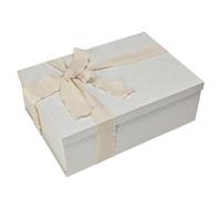 Tekhoho Boîte Cadeau Blanc Cassé 32x22x11cm, Boîte Cadeau Rectangulaire Premium avec Couvercle pour Présents, Emballage Cadeau Noël Mariage Anniversaire Fête, Finition Élégante.