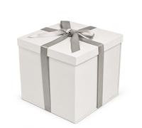 Tekhoho Boîte Cadeau Blanche 22x22x20,5cm, Boîte Cadeau de Qualité Supérieure Avec Couvercle et Ruban, Doublure À Carreaux Pour Noël, Mariage, Anniversaire et Saint-Valentin