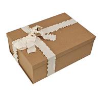 Tekhoho Boîte Cadeau Kraft 32x22x11cm, Boîte Cadeau Rectangulaire Premium avec Couvercle pour Présents, Emballage Cadeau Noël Mariage Anniversaire Fête, Style Rustique.