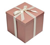 Tekhoho Boîte Cadeau Or rose 22x22x20,5cm, Boîtes Cadeaux Premium pour Cadeaux avec Couvercle et Ruban pour la Saint-Valentin, Noël, Mariage, Anniversaire, Emballage Cadeau, Doublure à Carreaux