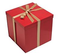 Tekhoho Boîte Cadeau Rouge 28x28x26,5cm, Boîtes Cadeaux Premium pour Cadeaux avec Couvercle et Ruban pour la Saint-Valentin, Noël, Mariage, Anniversaire, Emballage Cadeau, Doublure à Carreaux