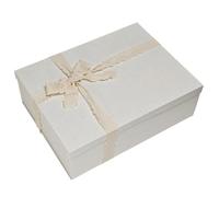 Tekhoho Grande Boîte Cadeau Blanc Cassé 44x33x14cm, Boîte Cadeau Rectangulaire Premium avec Couvercle pour Présents, Emballage Cadeau Noël Mariage Anniversaire Fête, Finition Élégante.