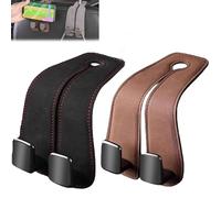 Tekiep Car Seat Hooks, Car Seat Hooks for Headrest, Car Hook Seat Back Storage Hook, Car Headrest Hidden Hook for Hanging Purse, Bags, Coat (Black+Brown)