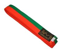 TEKKA BUDO Ceinture d'arts martiaux Orange/Vert Divisé au milieu 2 couleurs - Ceinture Budo à moitié rayée, karaté, judo, taekwondo, ju-jutsu - 220 cm