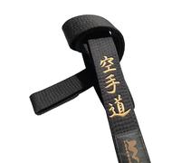 TEKKA BUDO Ceinture de karaté noire - Brodée - Karaté Do - 280 cm - Caractères brodés or - Sangle noire Kanji japonais - Ceinture noire