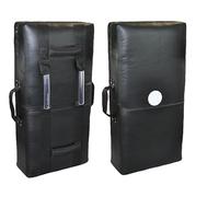 TEKKA BUDO Coussin de frappe Jumbo - Poignées supérieures, latérales - 75 x 37 x 15 cm - Cuir véritable noir