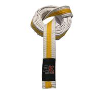 TEKKA BUDO Kids Soft Ceinture pour sports de combat Blanc/jaune - Sangle de couleur douce, facile à nouer - Bande centrale - Karaté, Judo, Taekwondo, Ninjutsu - 220 cm