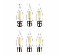 TEKLED® Lot de 6 ampoules LED vintage à filament C35 | Culot à baïonnette B22 | Ampoule à économie d'énergie 4 W équivalente à 40 W | Non compatible avec variateur d'intensité 2700 K 470 lm | Blanc