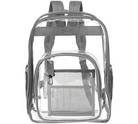 Teklemon Sac à Dos Transparent, Sac à dos Transparent Imperméable, Sac à Dos d'école Transparent PVC, Sac à Main Unisexe pour Travail, Ecole ou Aéroports (Gris, Grand)