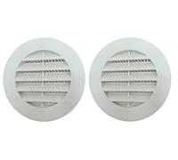 TEKLiNe 2 Grilles Ventilation Aération Plastique 70mm Encastré Rond Protection Insectes Système Air Maison Couleur Blanc, Grilles Ventilation 2 pièces de 7cm