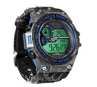 TEKMAGIC Montre Bracelet Hommes Garçon de Natation 100m Résistant à l'eau Montre Plongée avec Fonctions d'Chronomètre, Chronographe, Alarme, Double Fuseau Horaire, Format 12/24 Heures