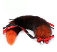 Teknis Butt Plug Fox Queue, Noir avec Orange Artificielle à la Main de Fox Queue, Plug Anal en Acier Inoxydable, Femelle Anal Expander,Cosplay Sex Toys-Apricot||2.2CM Plugs