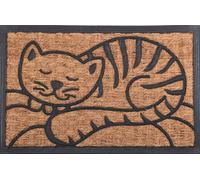 Teknisol Tapis en Fibre de Coco et Latex - Chien, Chat, Welcome - 40x60 cm - Antidérapant en PVC, Résistant et Absorbant (Chat)