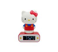 Teknofun - Licence Hello Kitty - Réveil Lumineux Hello Kitty 17 cm - 2 Modes d'éclairages - Fonctionne avec 3 Piles AAA/Câble USB (Inclus) - 811123