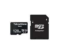 TEKNOSTONE Carte mémoire Micro SDXC Basic 128 Go avec adaptateur jusqu'à 90 Mo/s de vitesse de lecture U1 V30 A1 HD Vidéo Support carte TF pour caméras de sécurité Dashcams de sécurité tablettes