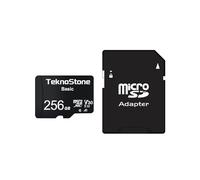 TeknoStone Carte mémoire Micro SDXC Basic 256 Go avec adaptateur jusqu'à 90 Mo/s de vitesse de lecture U1 V30 A1 - Vidéo HD - Support carte TF pour caméras embarquées, caméras de sécurité, tablettes